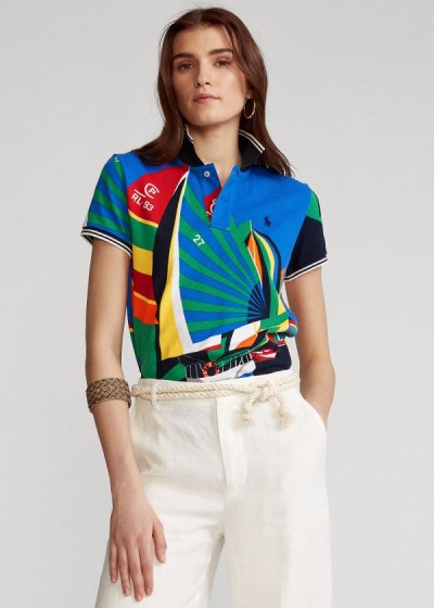 Women's Polo Ralph Lauren Classic Fit Graphic Polo Shirts | 374986YKD